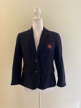 Abercrombie & Fitch Navy Blazer with Embroidered Crest